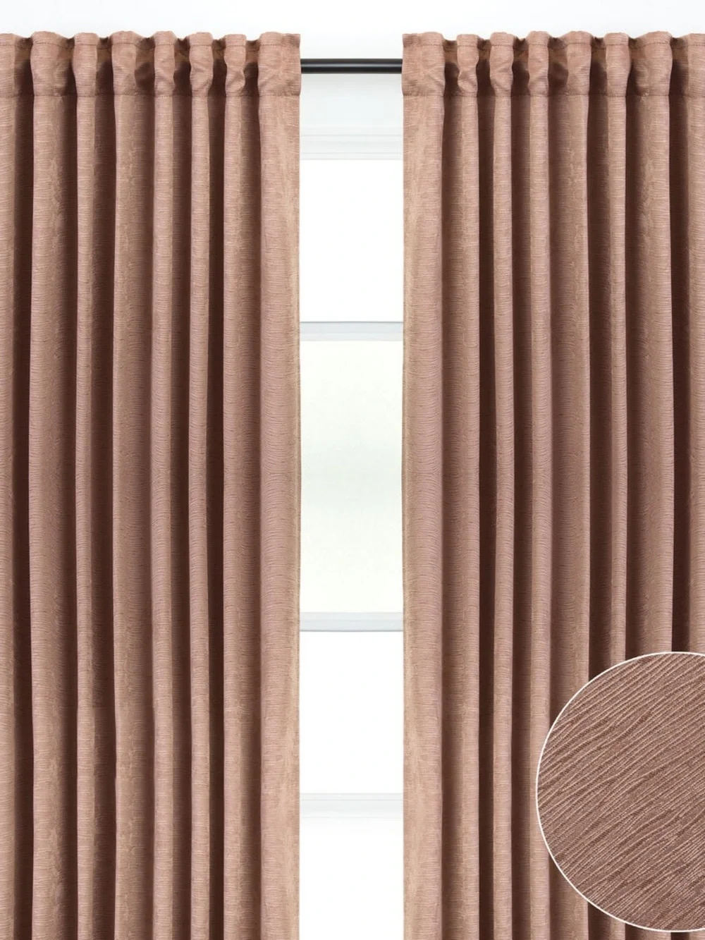 Chanasya Embossed Solid Textured Room Darkening Curtains: Beige 52 x 96